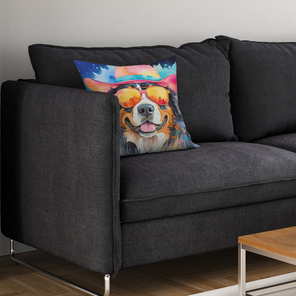 Bernese Mountain Dog Hippie Dawg Throw Pillow