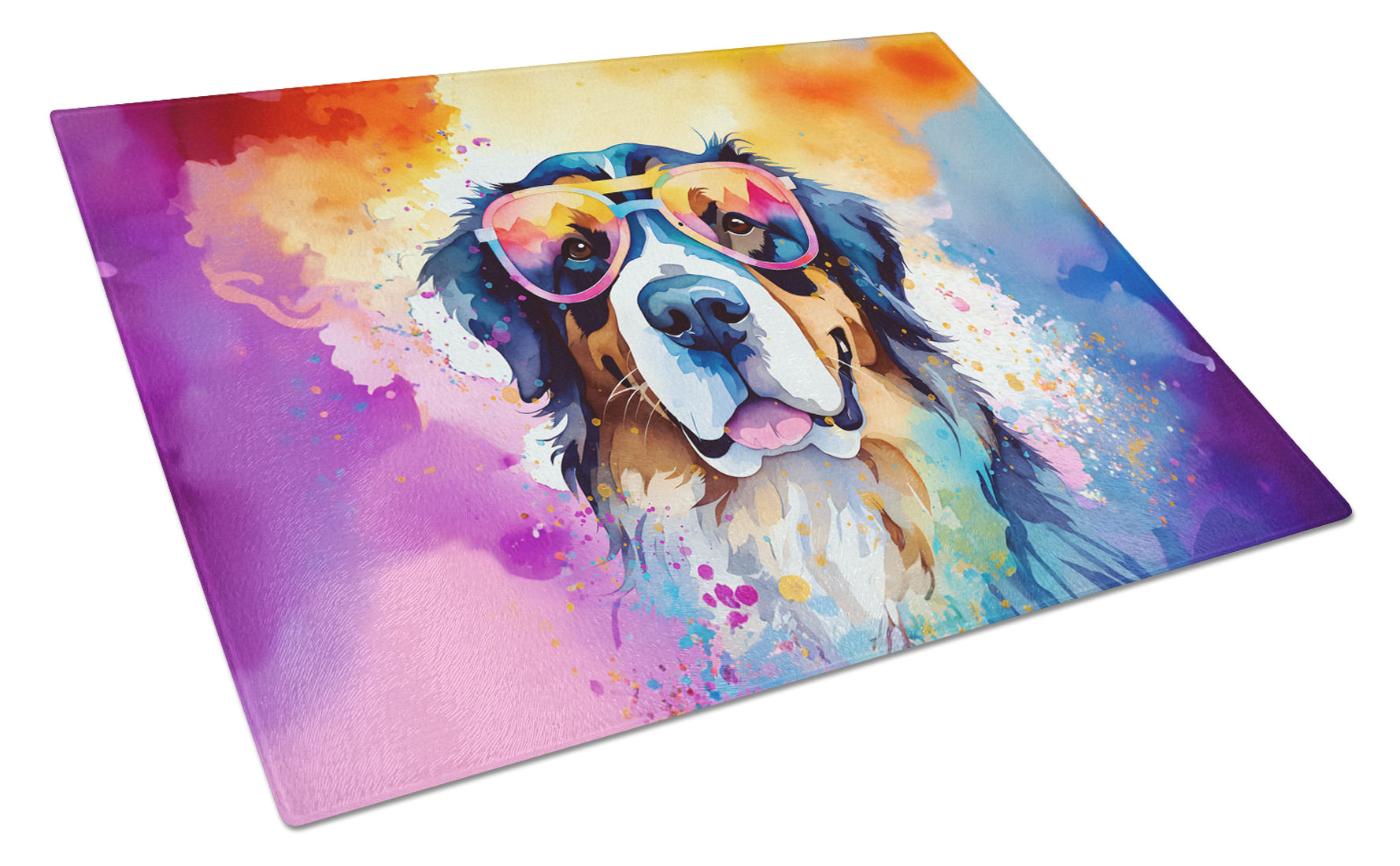 Buy this Bernese Mountain Dog Hippie Dawg Glass Cutting Board