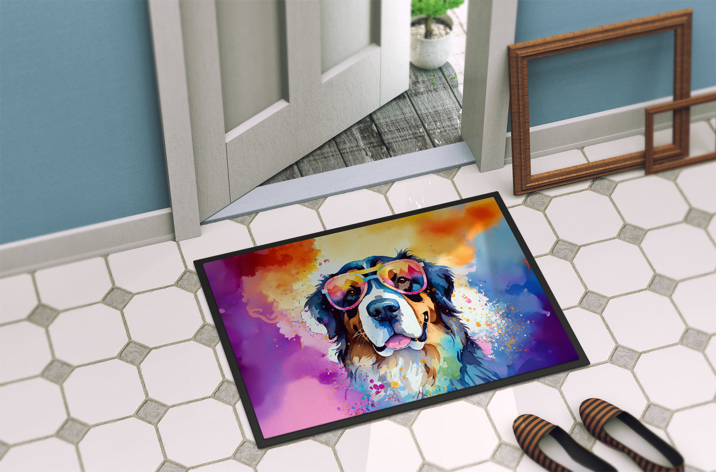 Bernese Mountain Dog Hippie Dawg Doormat