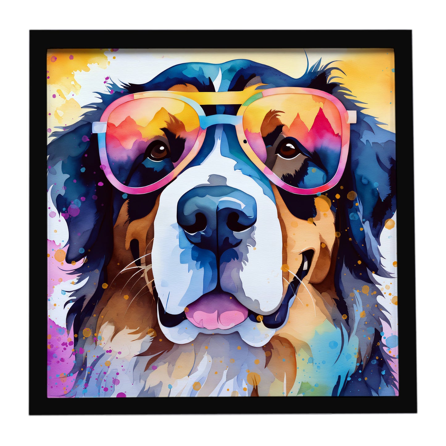 Buy this Bernese Mountain Dog Hippie Dawg Framed Metal Print