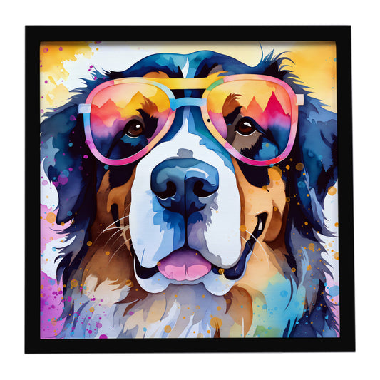 Buy this Bernese Mountain Dog Hippie Dawg Framed Metal Print