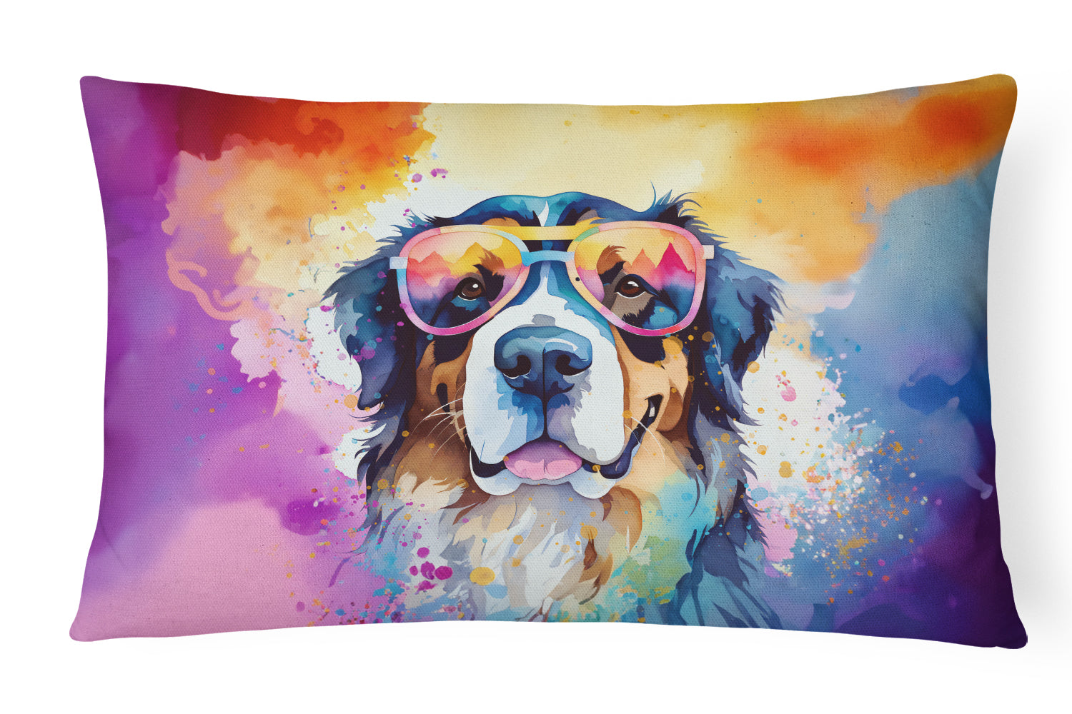 Buy this Bernese Mountain Dog Hippie Dawg Throw Pillow