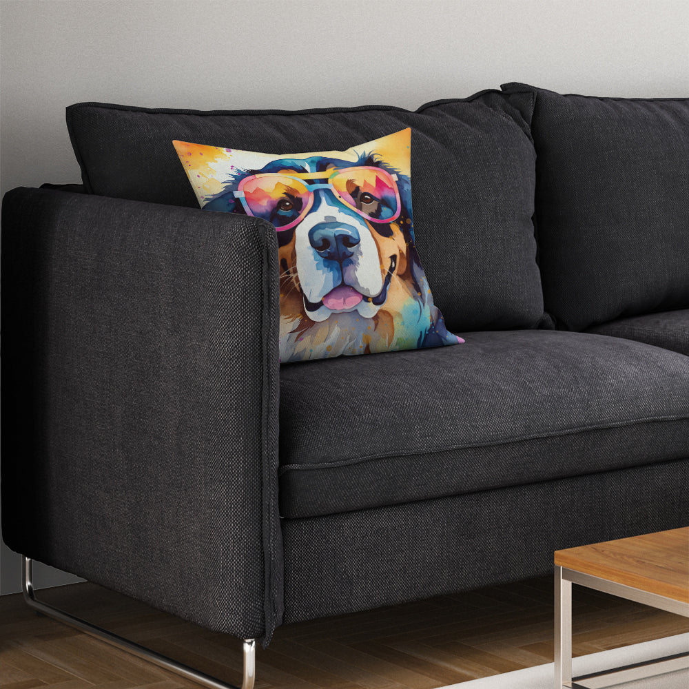 Bernese Mountain Dog Hippie Dawg Throw Pillow