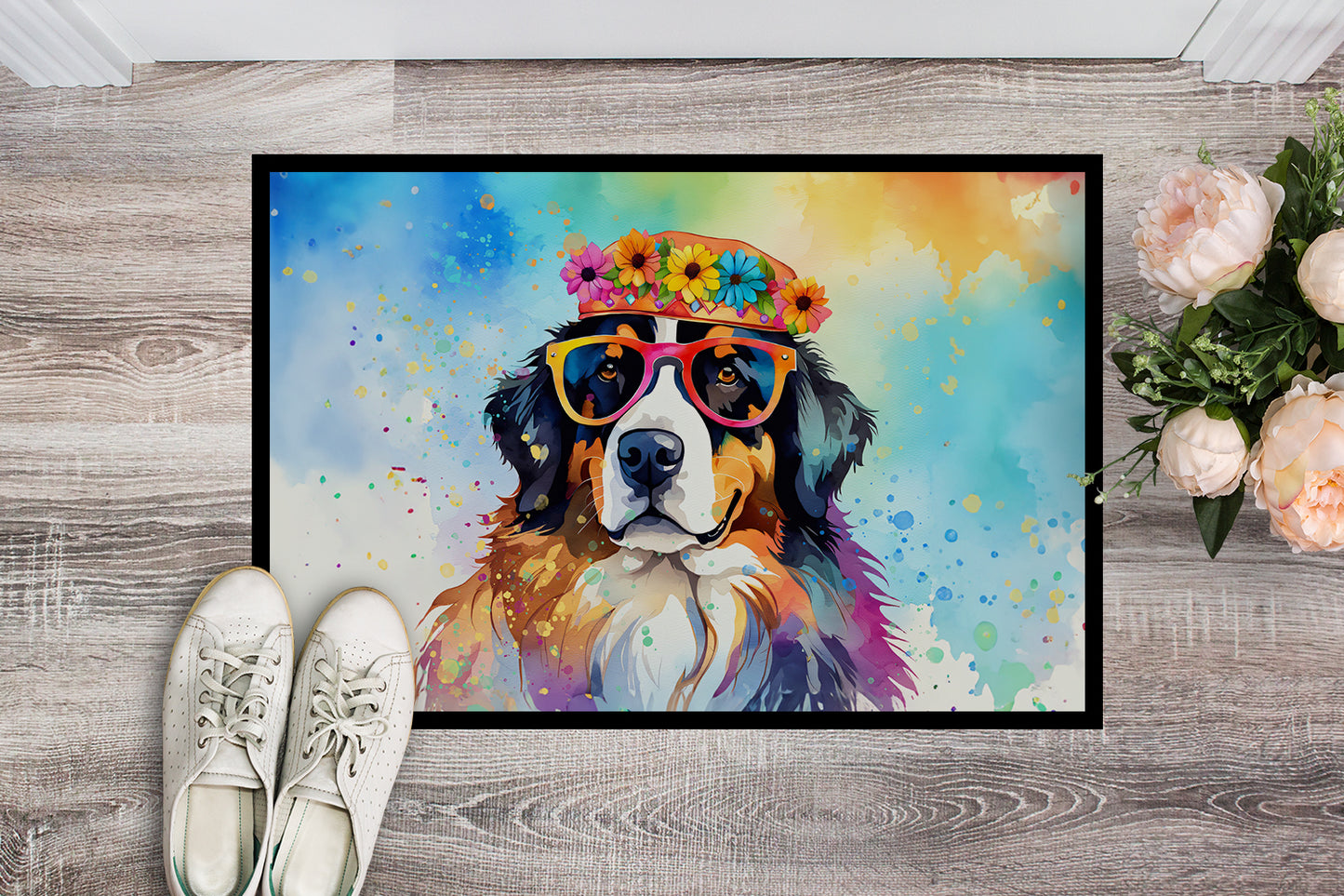 Bernese Mountain Dog Hippie Dawg Doormat