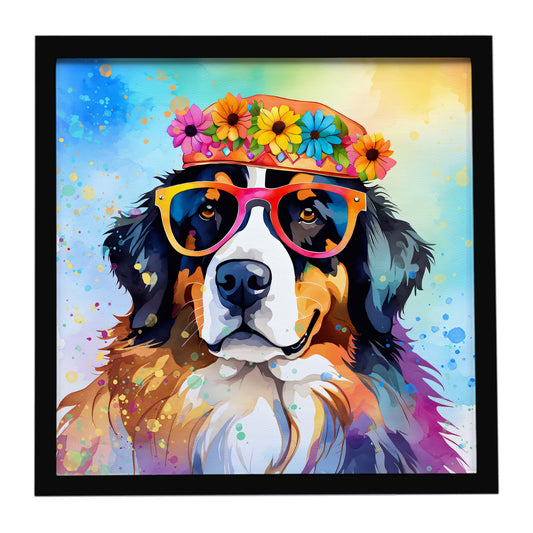 Buy this Bernese Mountain Dog Hippie Dawg Framed Metal Print