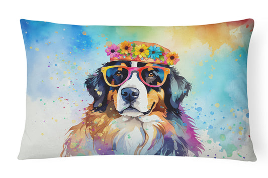 Buy this Bernese Mountain Dog Hippie Dawg Throw Pillow