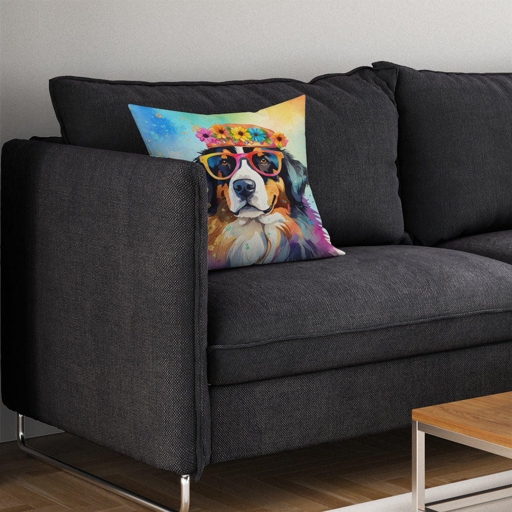 Bernese Mountain Dog Hippie Dawg Throw Pillow