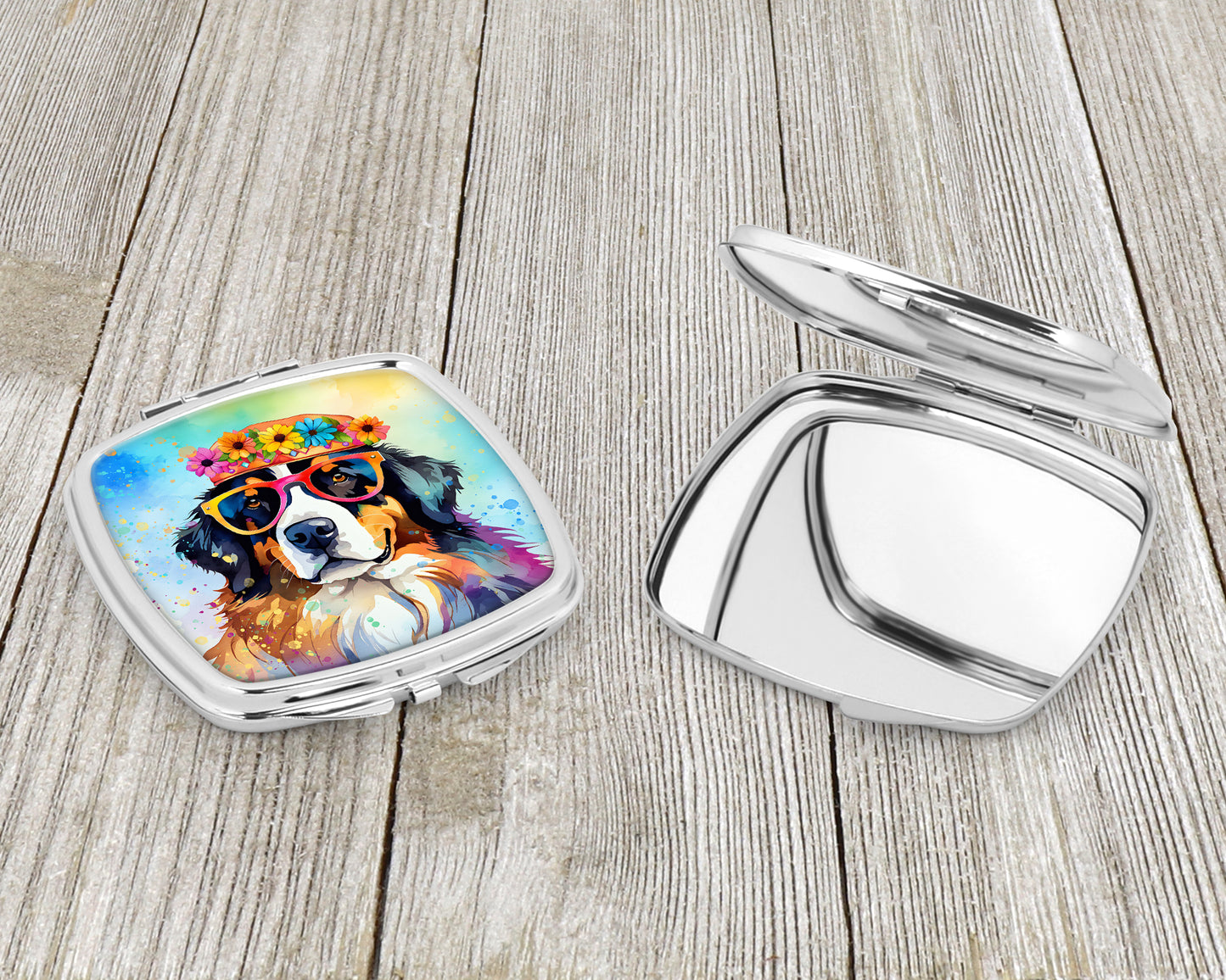 Bernese Mountain Dog Hippie Dawg Compact Mirror