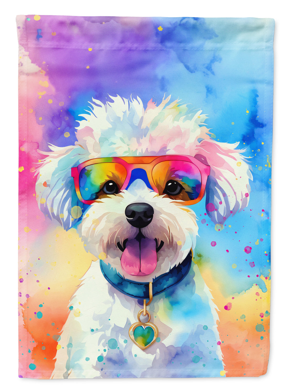 Buy this Bichon Frise Hippie Dawg House Flag