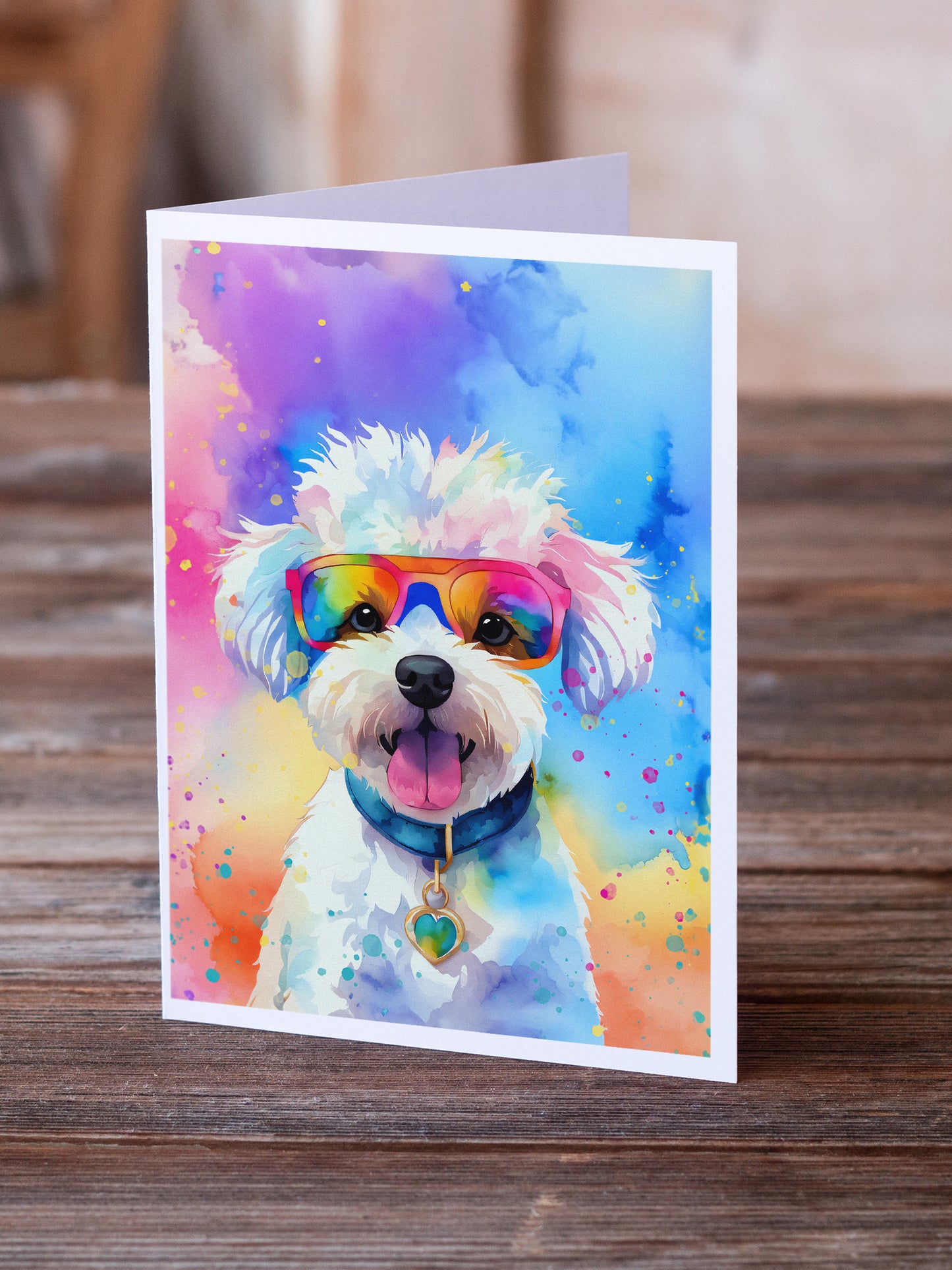 Bichon Frise Hippie Dawg Greeting Cards Pack of 8