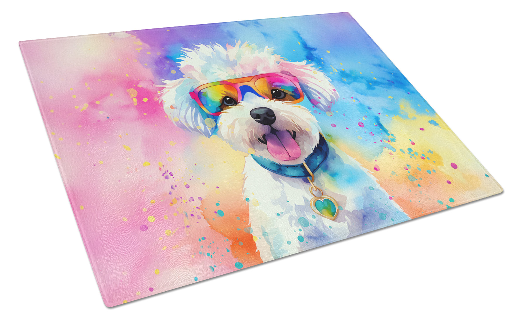 Buy this Bichon Frise Hippie Dawg Glass Cutting Board