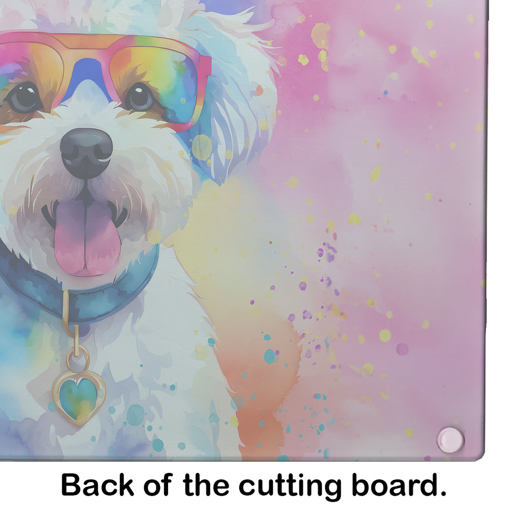 Bichon Frise Hippie Dawg Glass Cutting Board