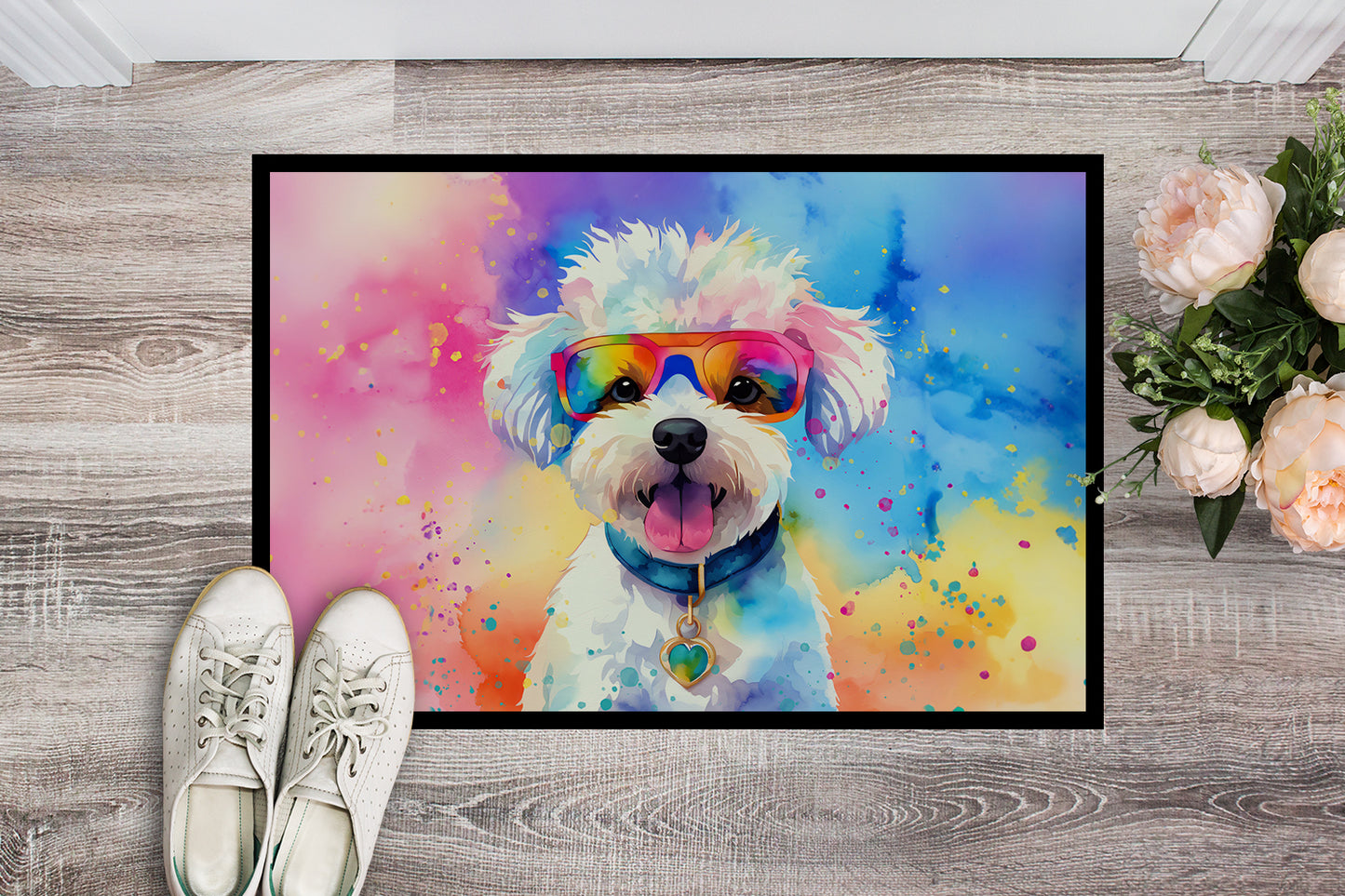 Bichon Frise Hippie Dawg Doormat