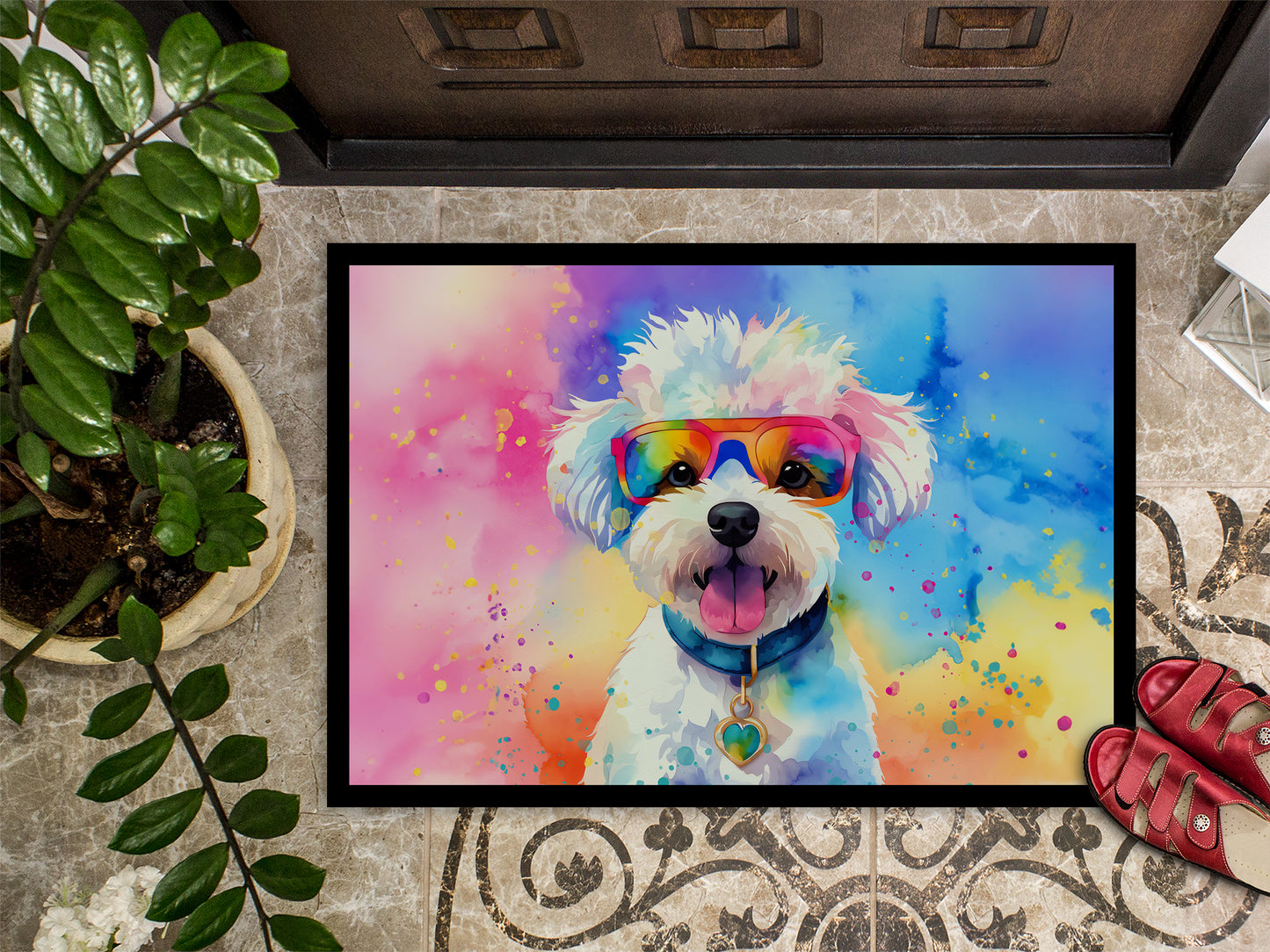 Bichon Frise Hippie Dawg Doormat