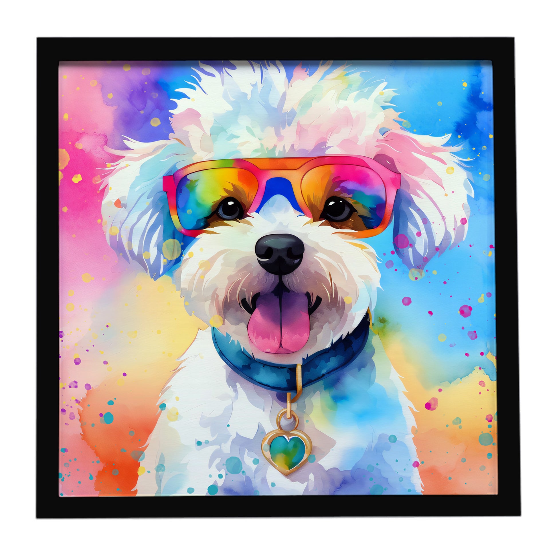 Buy this Bichon Frise Hippie Dawg Framed Metal Print