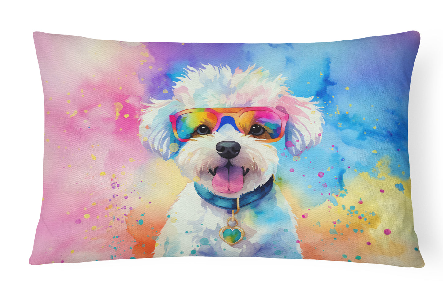 Buy this Bichon Frise Hippie Dawg Throw Pillow