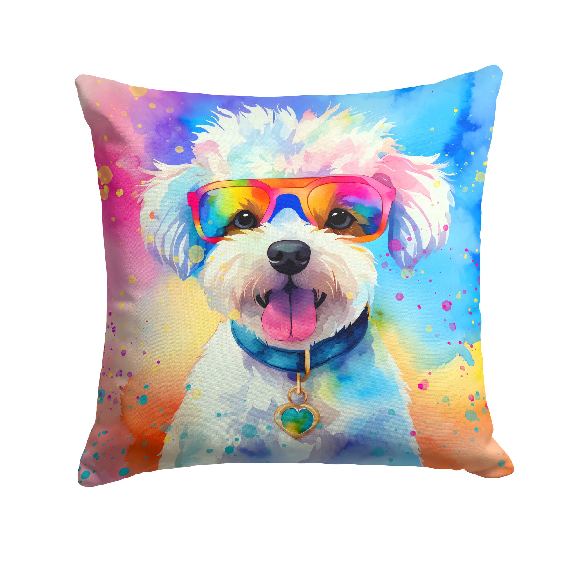 Buy this Bichon Frise Hippie Dawg Throw Pillow