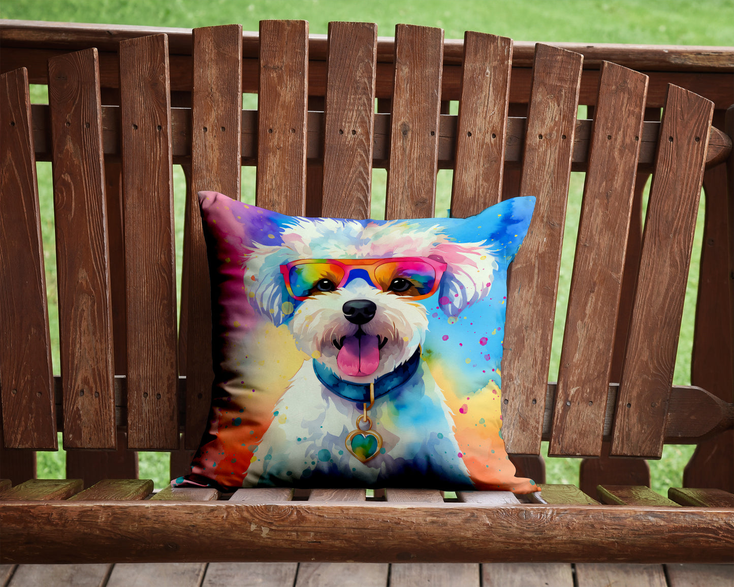 Bichon Frise Hippie Dawg Throw Pillow