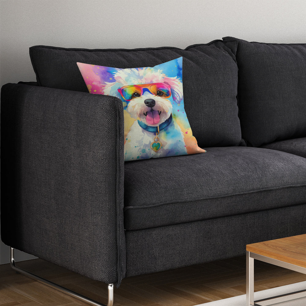 Bichon Frise Hippie Dawg Throw Pillow