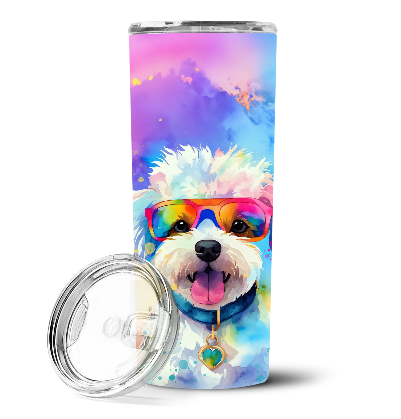 Buy this Bichon Frise Hippie Dawg Stainless Steel Skinny Tumbler