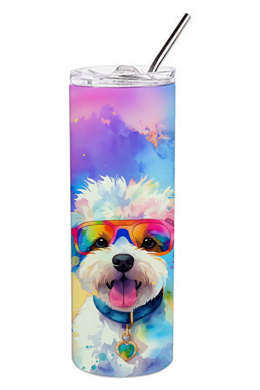 Bichon Frise Hippie Dawg Stainless Steel Skinny Tumbler