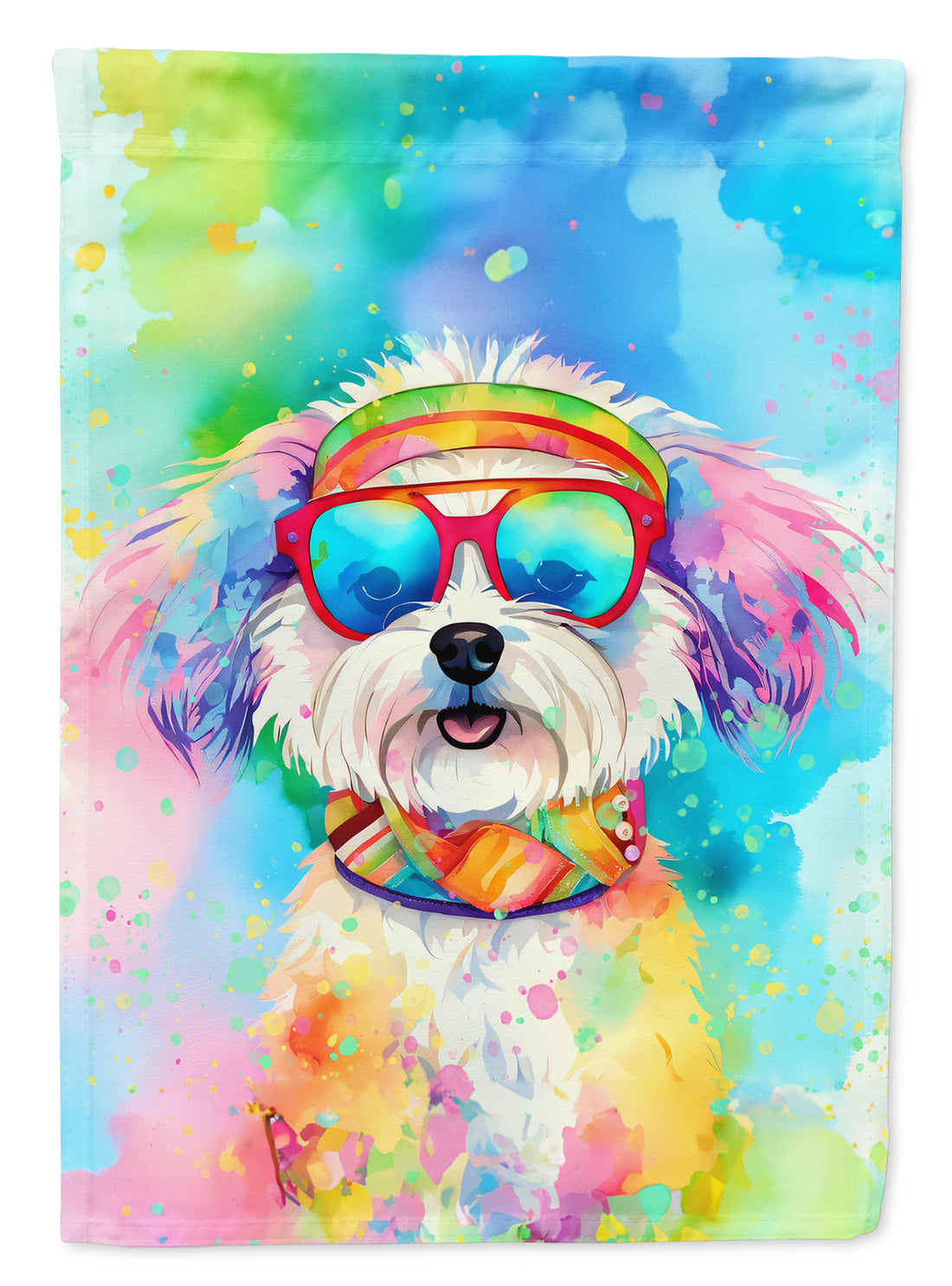 Buy this Bichon Frise Hippie Dawg House Flag