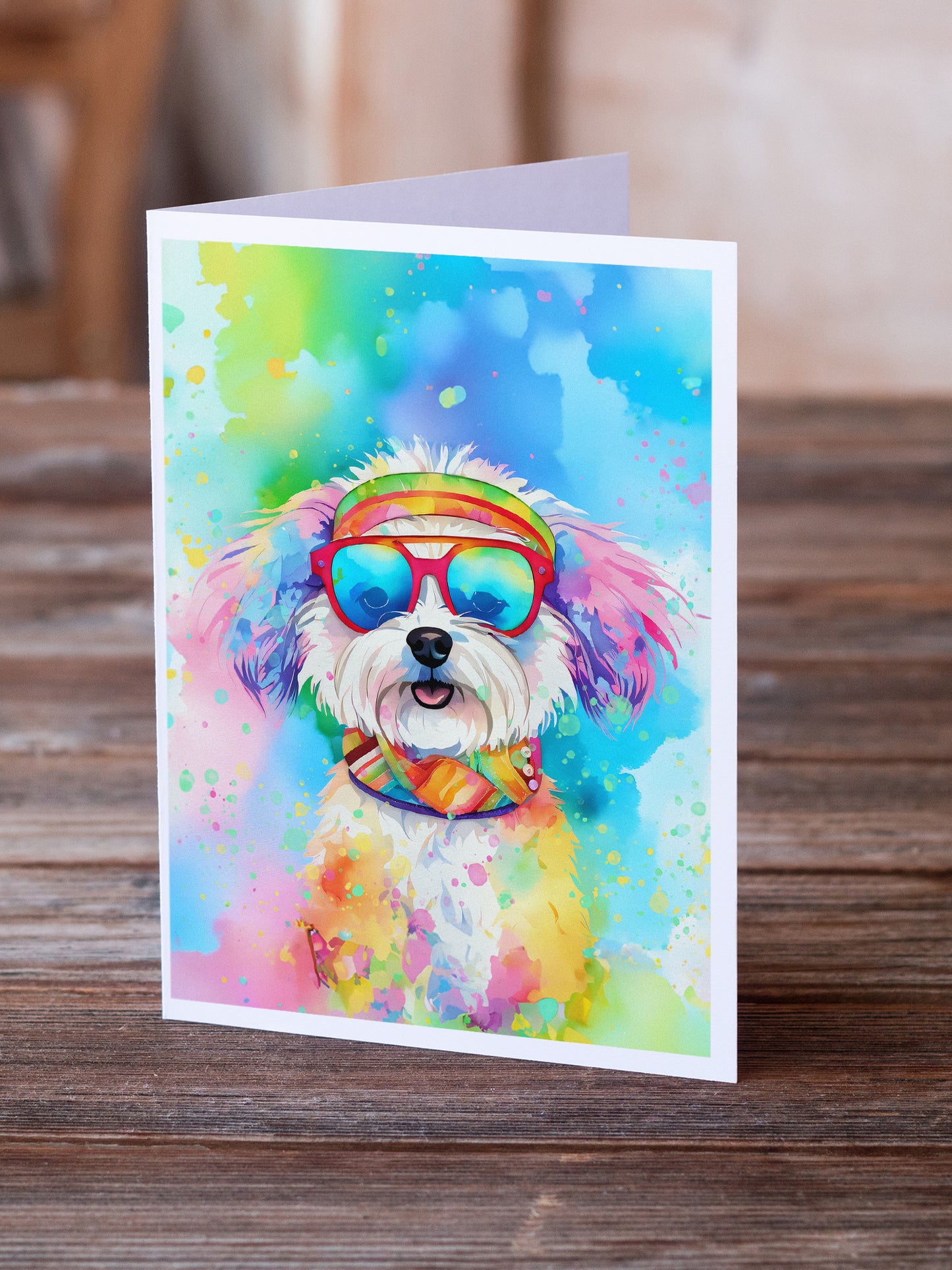 Bichon Frise Hippie Dawg Greeting Cards Pack of 8