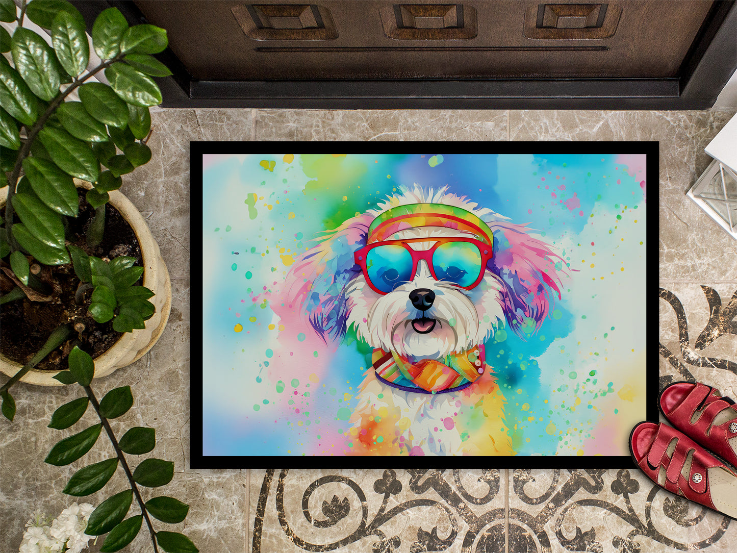 Bichon Frise Hippie Dawg Doormat