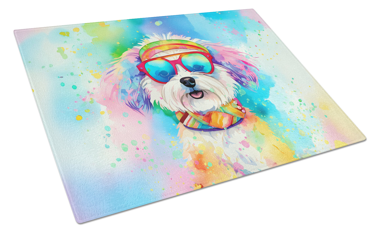 Buy this Bichon Frise Hippie Dawg Glass Cutting Board