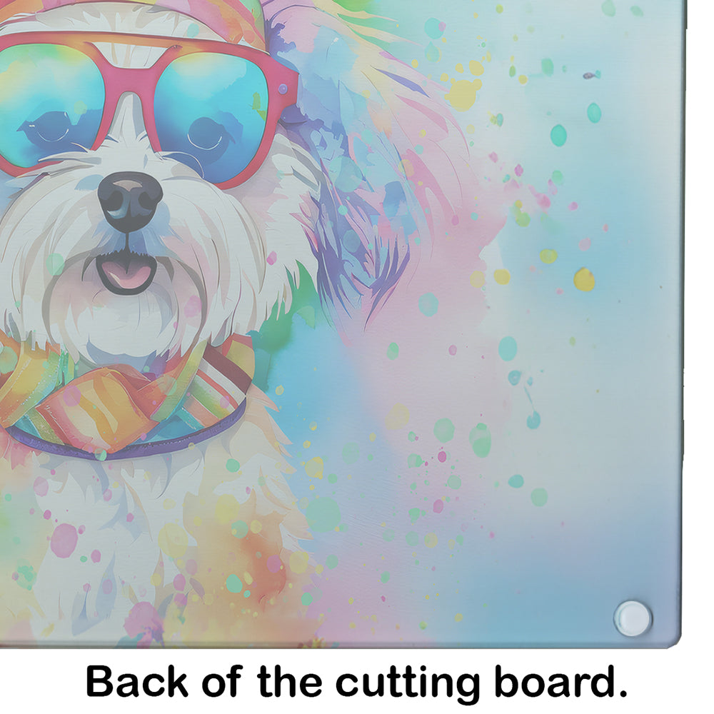 Bichon Frise Hippie Dawg Glass Cutting Board