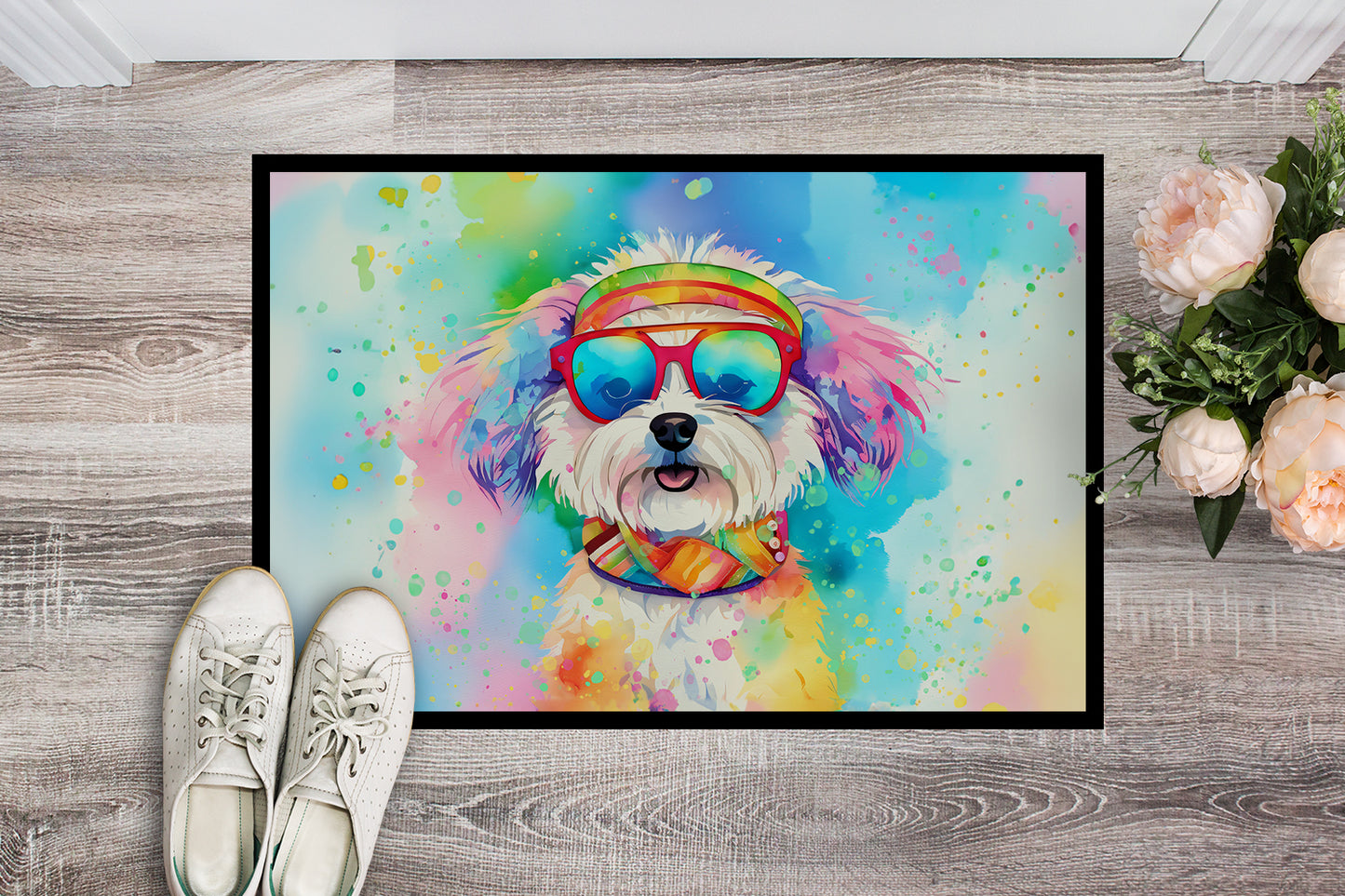 Bichon Frise Hippie Dawg Doormat