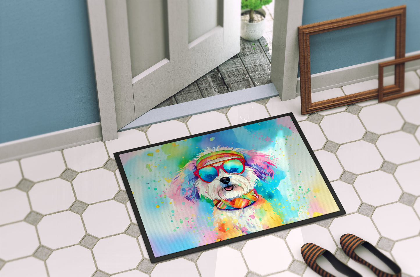 Bichon Frise Hippie Dawg Doormat