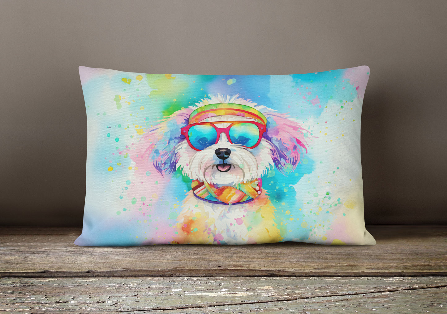 Bichon Frise Hippie Dawg Throw Pillow