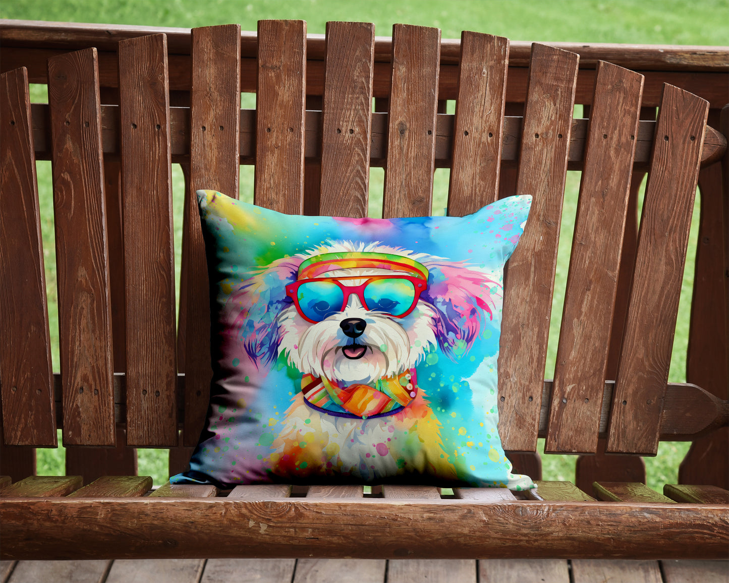 Bichon Frise Hippie Dawg Throw Pillow