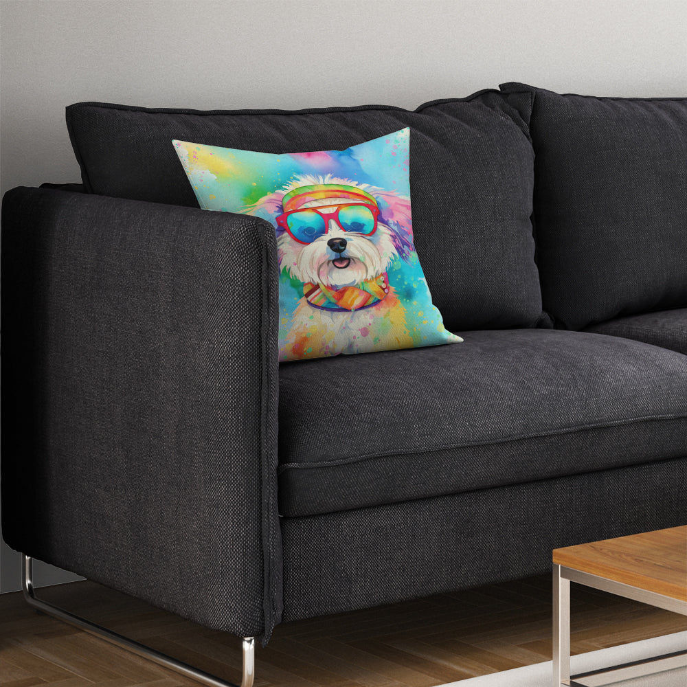 Bichon Frise Hippie Dawg Throw Pillow