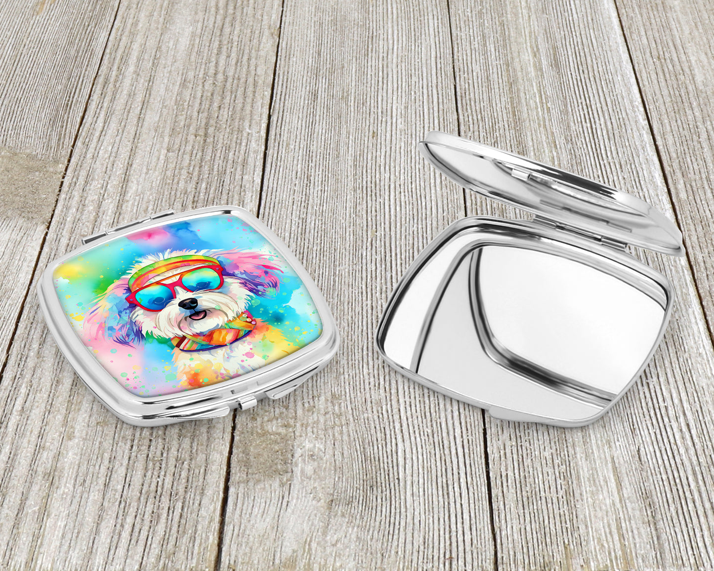 Bichon Frise Hippie Dawg Compact Mirror