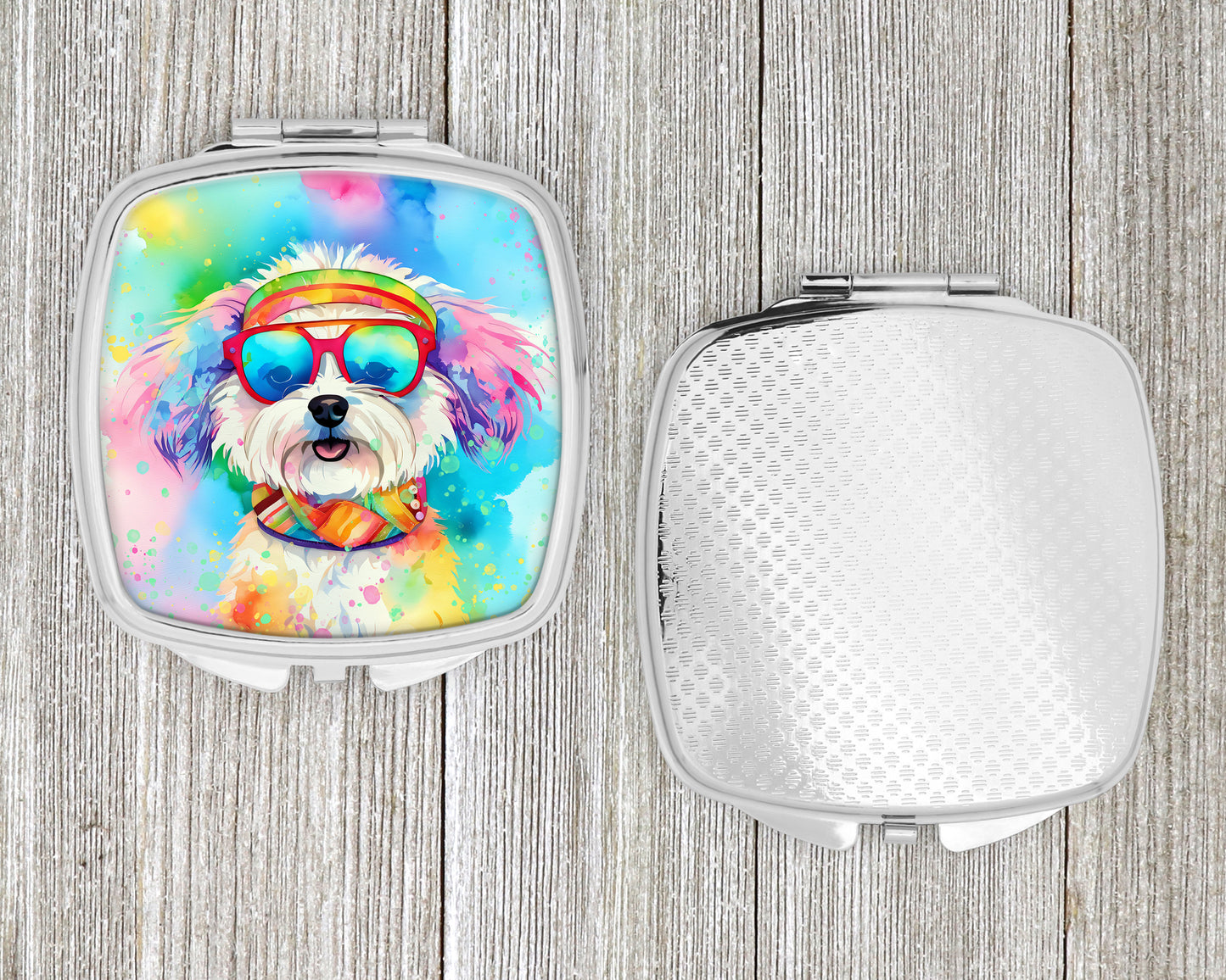 Bichon Frise Hippie Dawg Compact Mirror