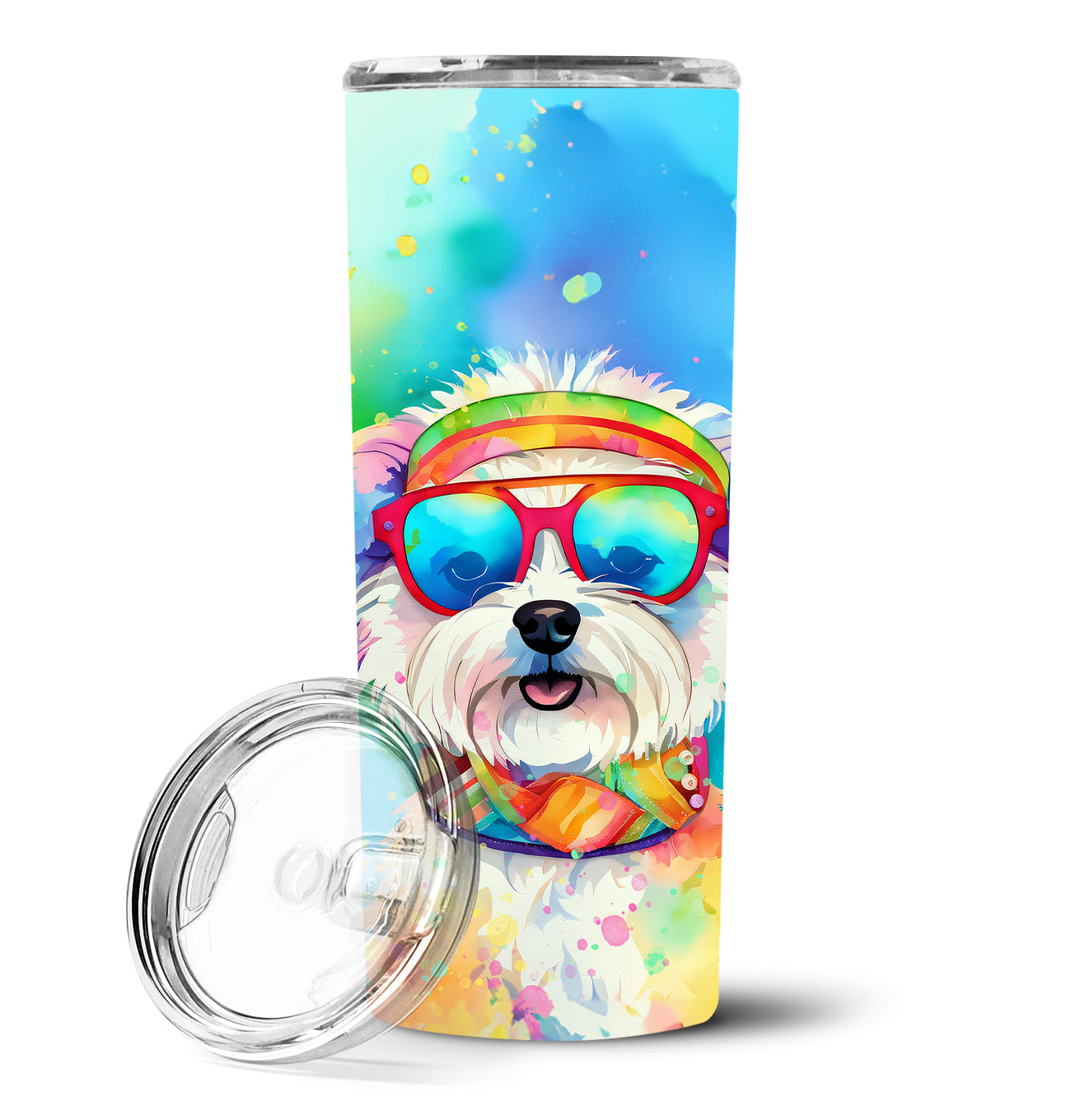 Buy this Bichon Frise Hippie Dawg Stainless Steel Skinny Tumbler