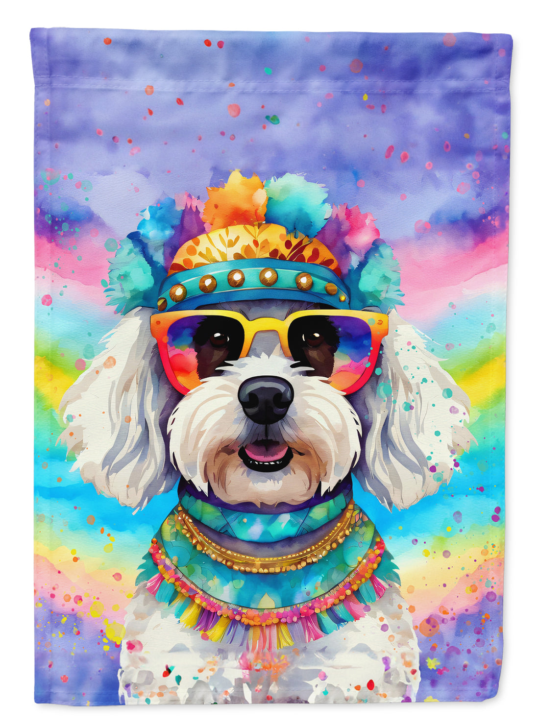 Buy this Bichon Frise Hippie Dawg House Flag