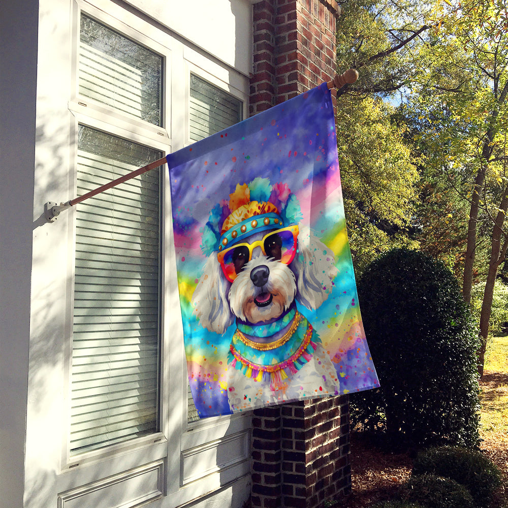 Bichon Frise Hippie Dawg House Flag