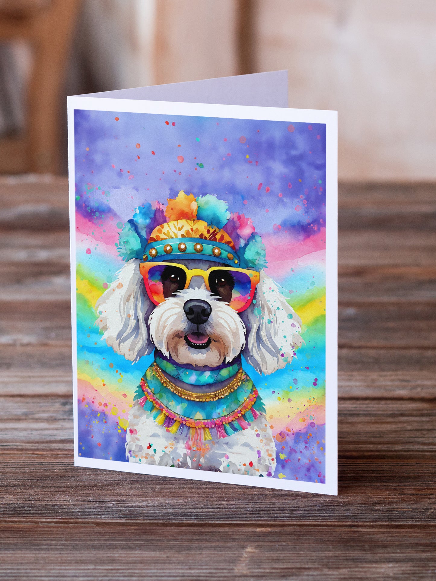 Bichon Frise Hippie Dawg Greeting Cards Pack of 8