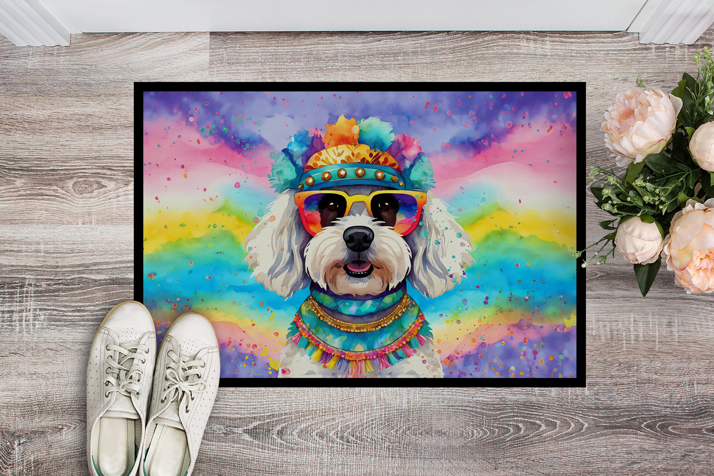 Bichon Frise Hippie Dawg Doormat