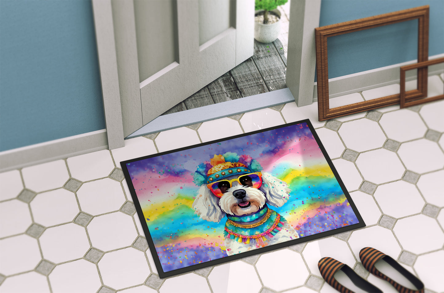 Bichon Frise Hippie Dawg Doormat