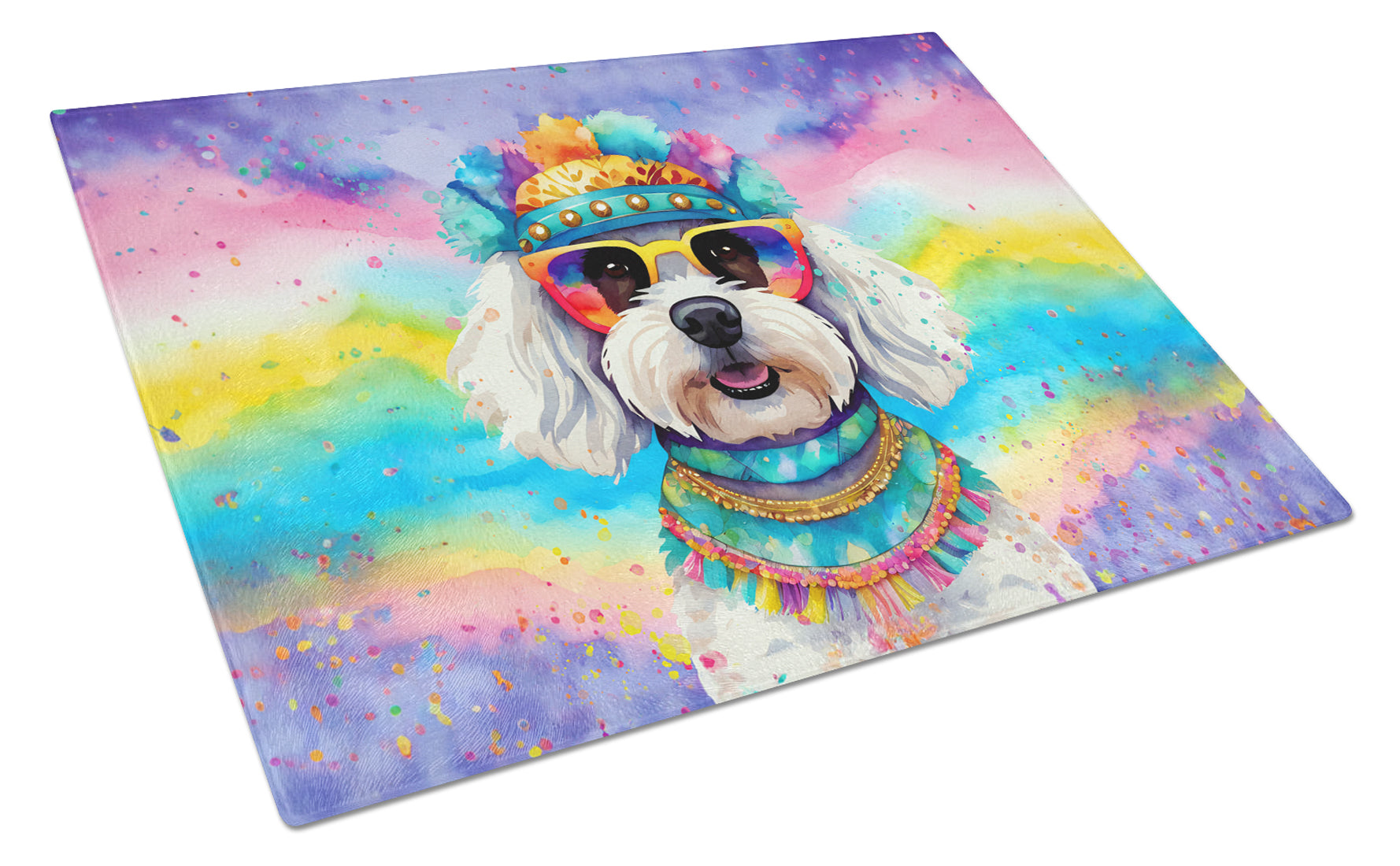 Buy this Bichon Frise Hippie Dawg Glass Cutting Board