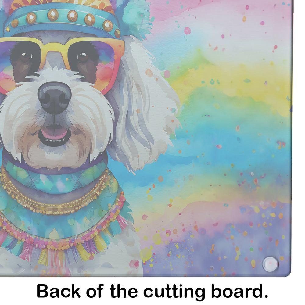 Bichon Frise Hippie Dawg Glass Cutting Board