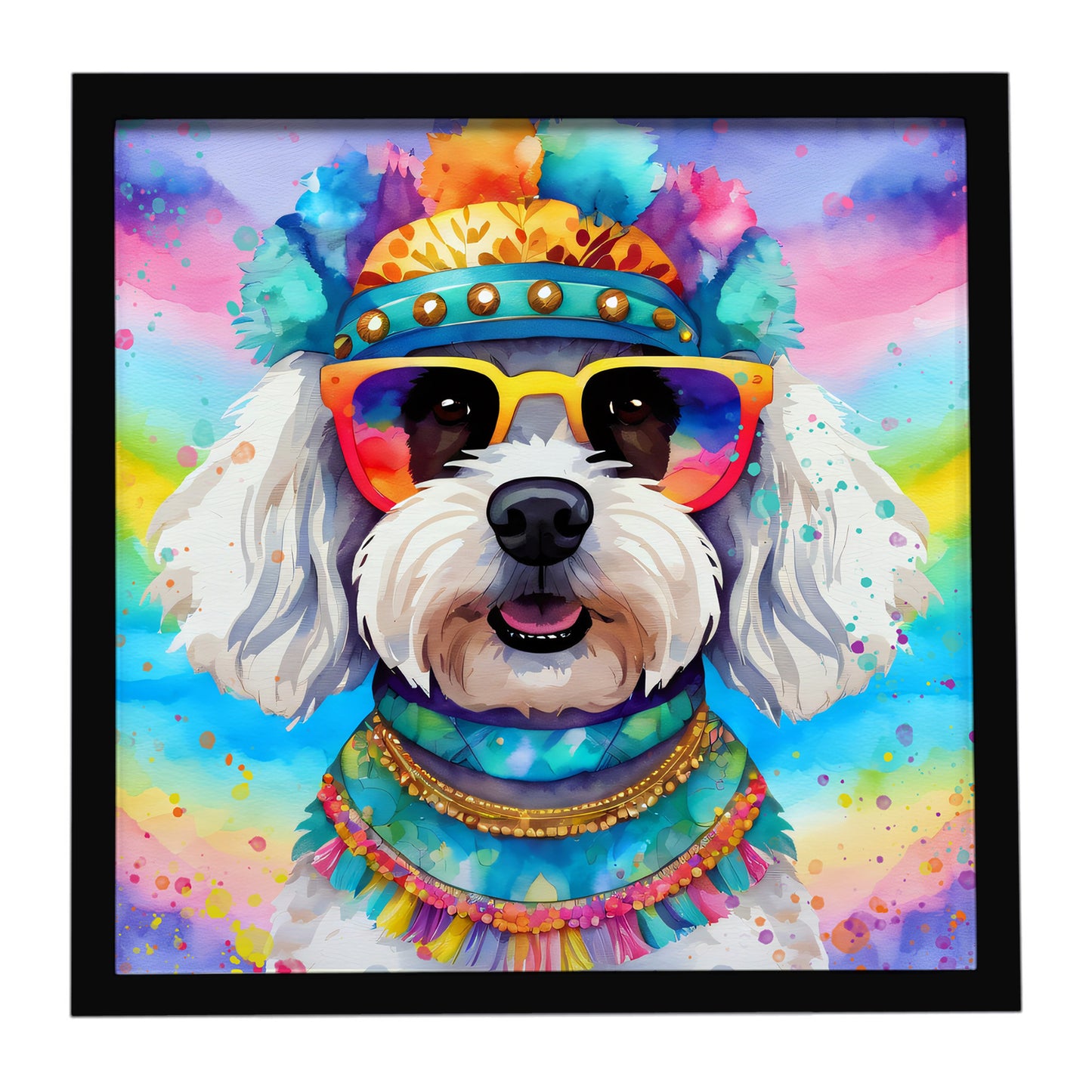 Buy this Bichon Frise Hippie Dawg Framed Metal Print