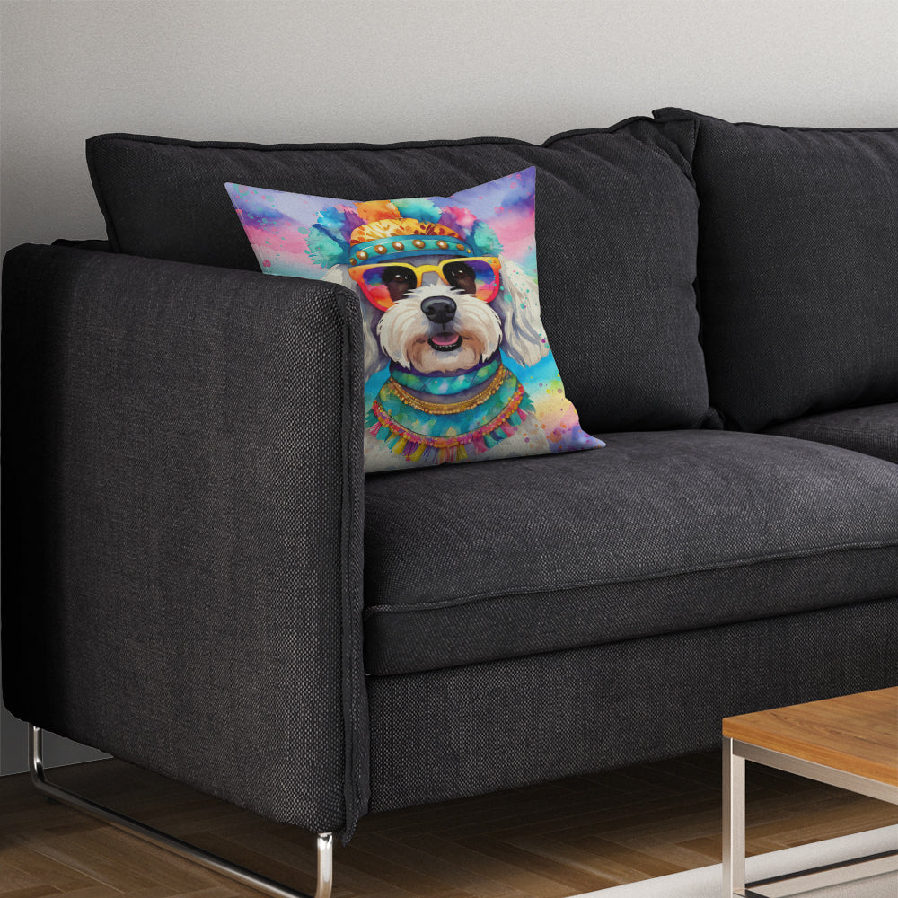 Bichon Frise Hippie Dawg Throw Pillow