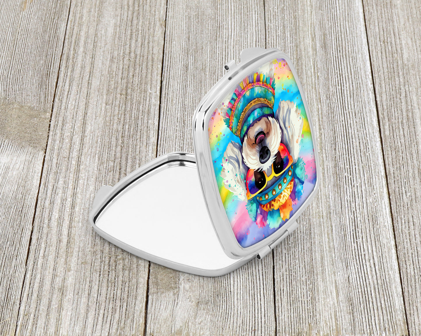 Bichon Frise Hippie Dawg Compact Mirror