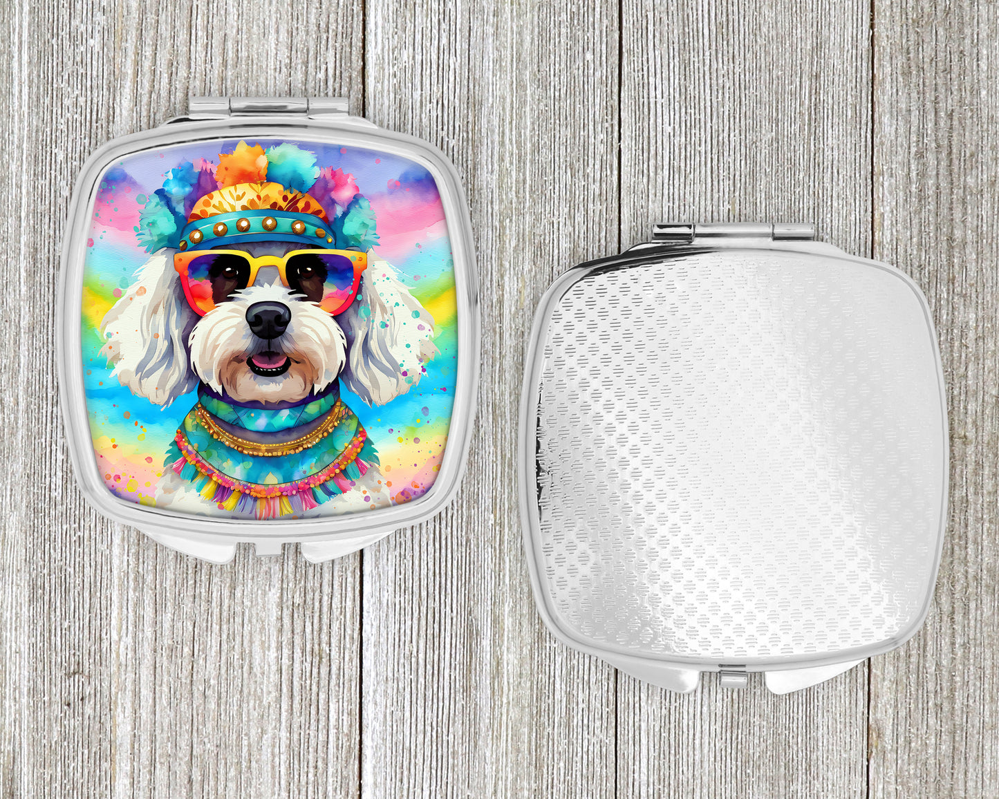 Bichon Frise Hippie Dawg Compact Mirror