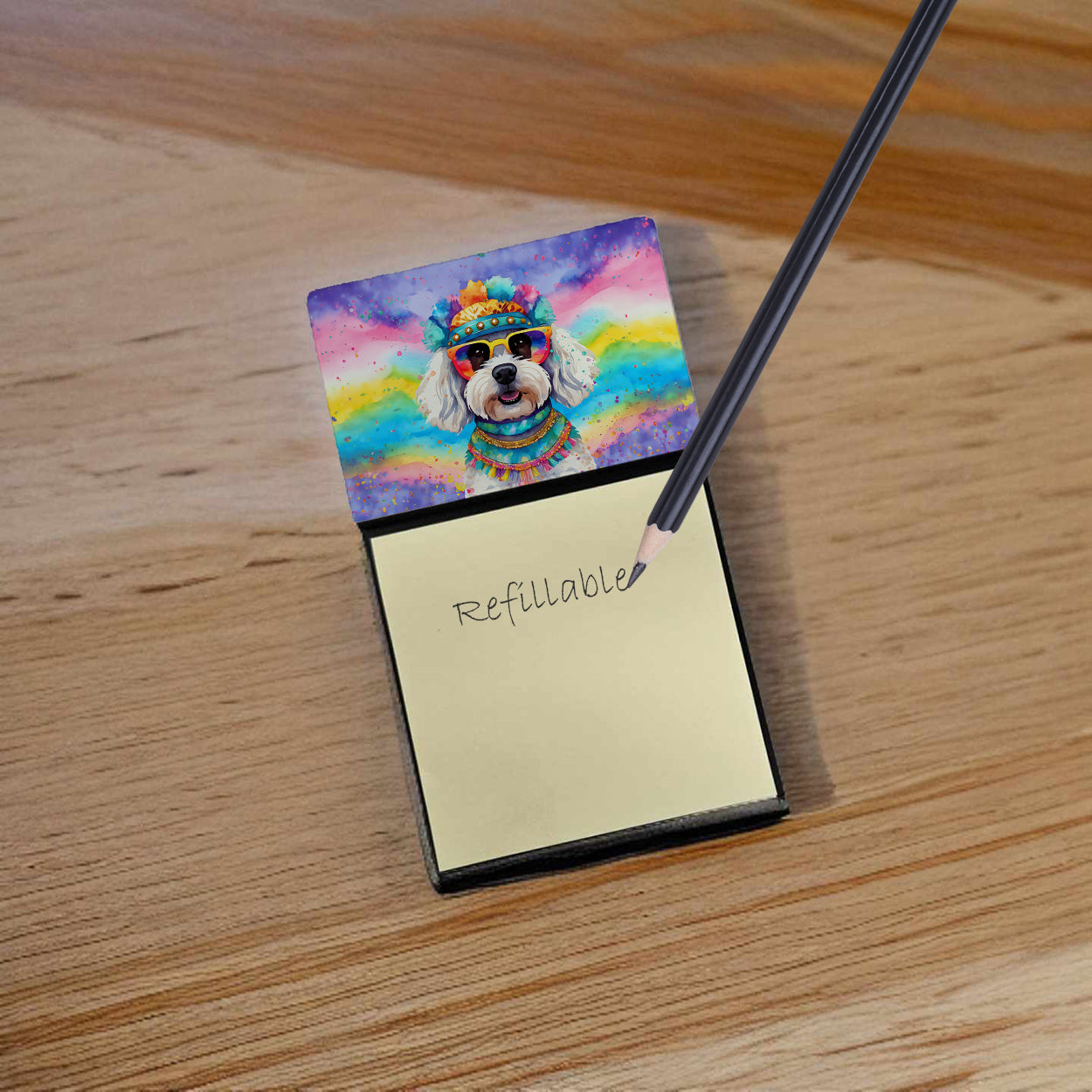 Bichon Frise Hippie Dawg Sticky Note Holder